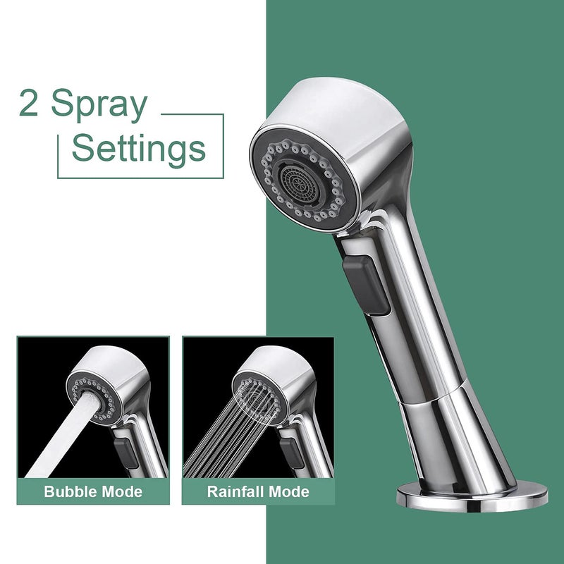 CREA Bathroom Faucet 3 Hole Bathtub Widespread Sink Faucets Chrome with Shower Diverter Pull Out Shower Head Roman Bathtub Waterfall Spout Filler Faucet for Baby Pet Dog Cat Bath Hair Washing - Image 2